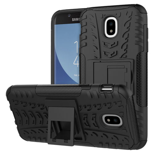 Dual Layer Rugged Tough Shockproof Case & Stand for Samsung Galaxy J5 Pro - Black